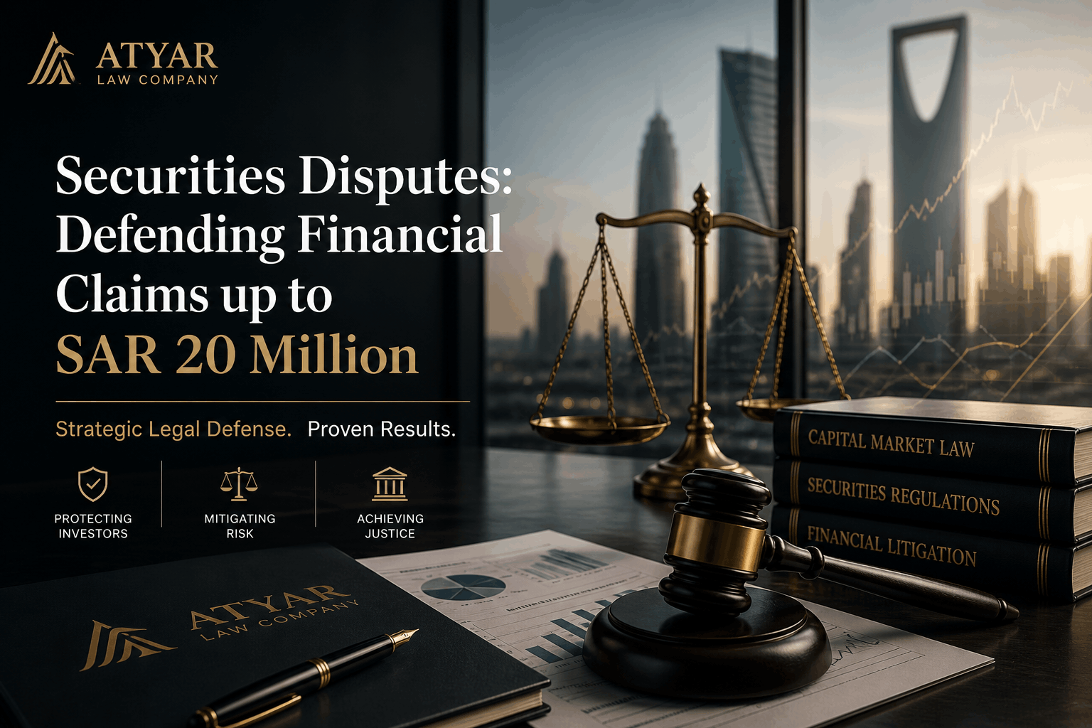 Expert legal defense in securities disputes, protecting financial claims up to SAR 20 million in Saudi Arabia.