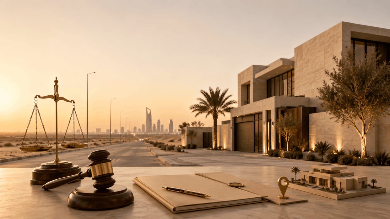 إثبات تملك عقار على طريق القصيم في بنبان بالرياض مع فيلا حديثة ومستندات ملكية وميزان العدالة ومطرقة القضاء