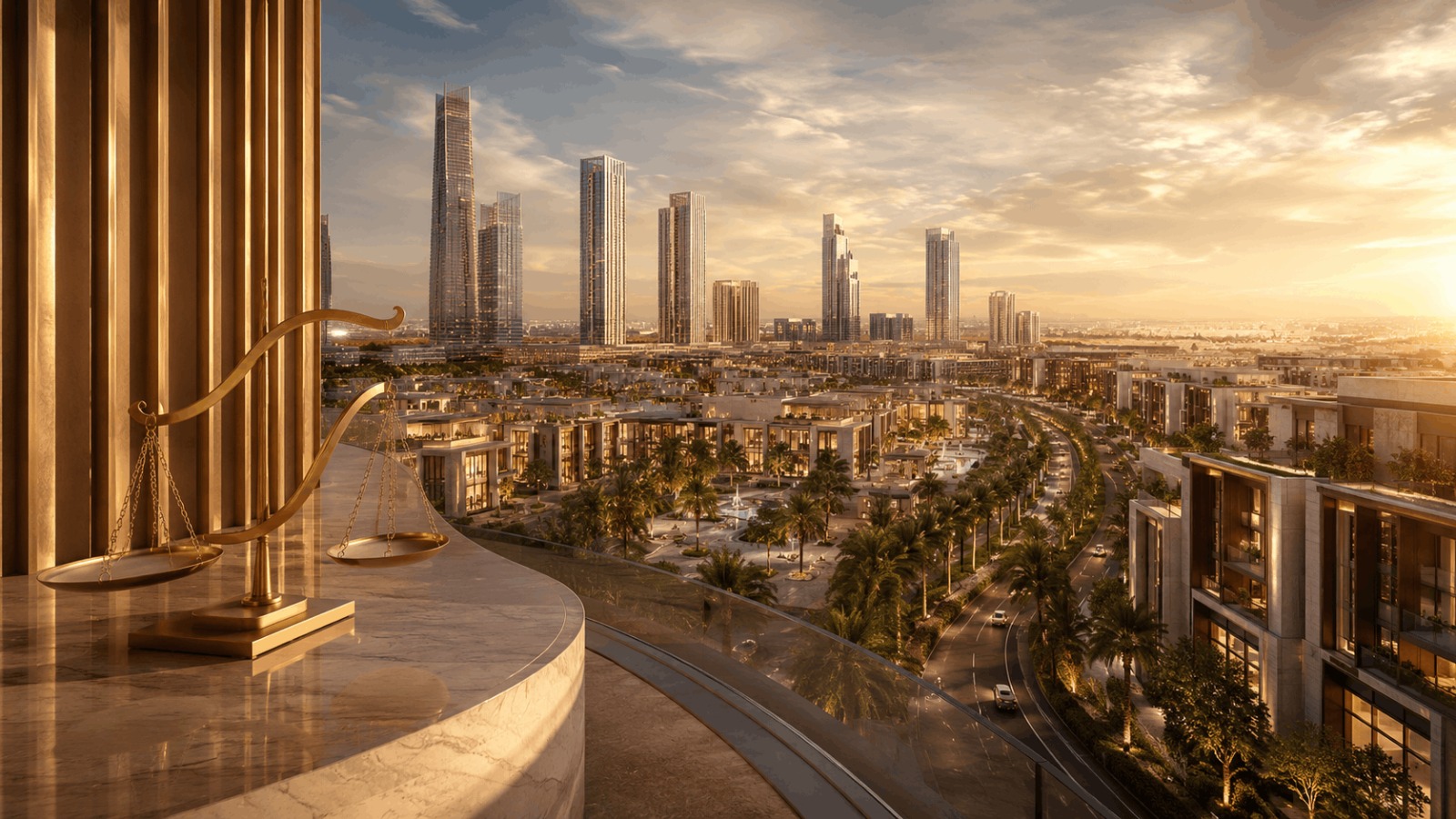 Real estate investment and development project in northern Riyadh valued at over SAR 4 billion, featuring a large urban development and scales of justice