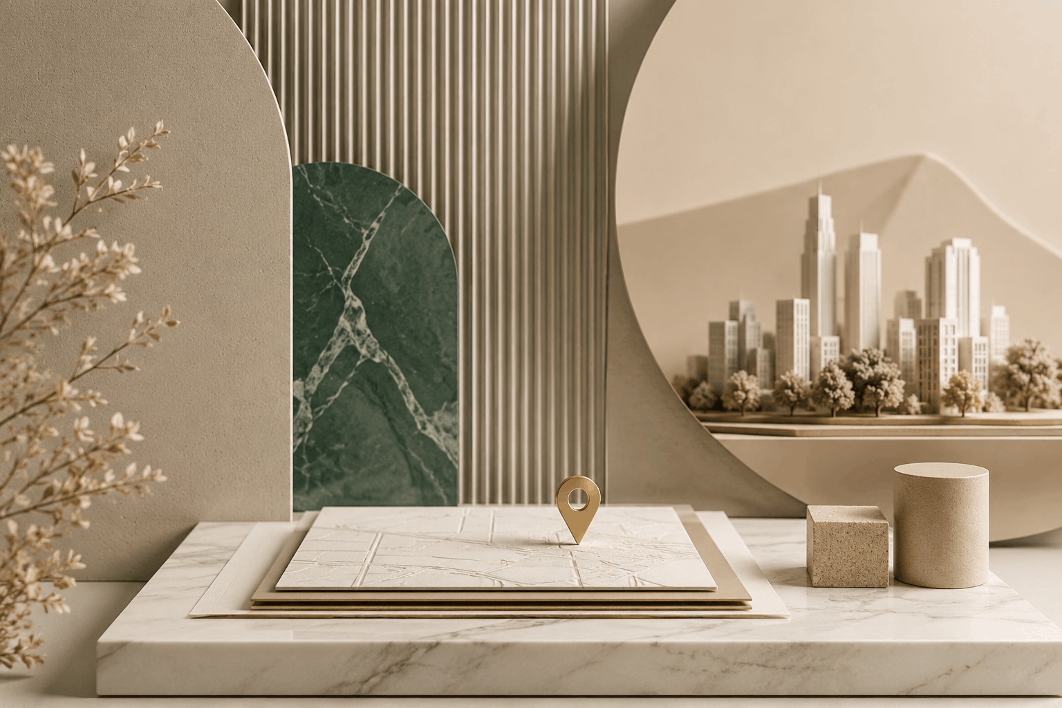 A professional real estate-themed visual representing property ownership verification in Sabya, Jazan, featuring modern architectural elements, a location marker, and a clean legal-investment concept.