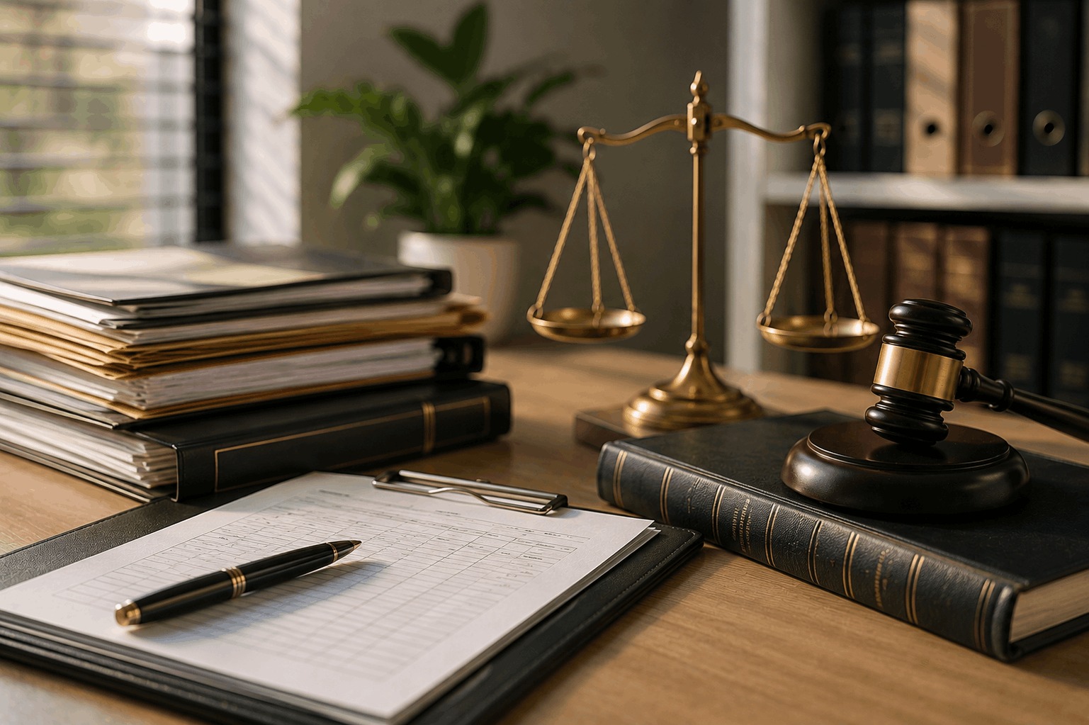 مستندات وظيفية وملفات إدارية مع ميزان العدالة ومطرقة القضاء، تعكس نزاعًا بشأن رفض تسكين موظفين في جهة صحية حكومية على وظيفة أخصائي تغذية.