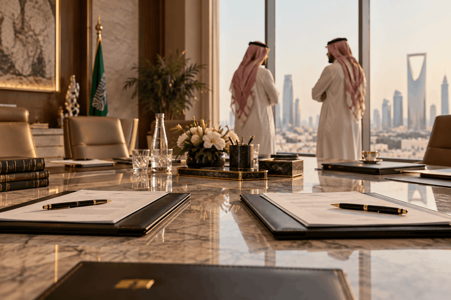 Commercial dispute settlement meeting in Saudi Arabia involving an individual and a trading establishment